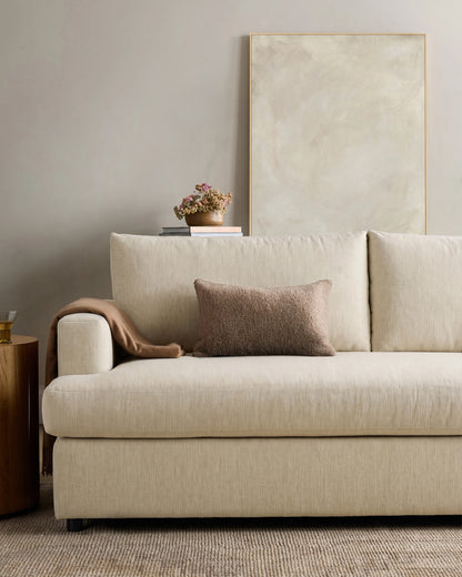Sierra Curved Arm Sleeper Sofa in Performance Basketweave - One Size / Flax