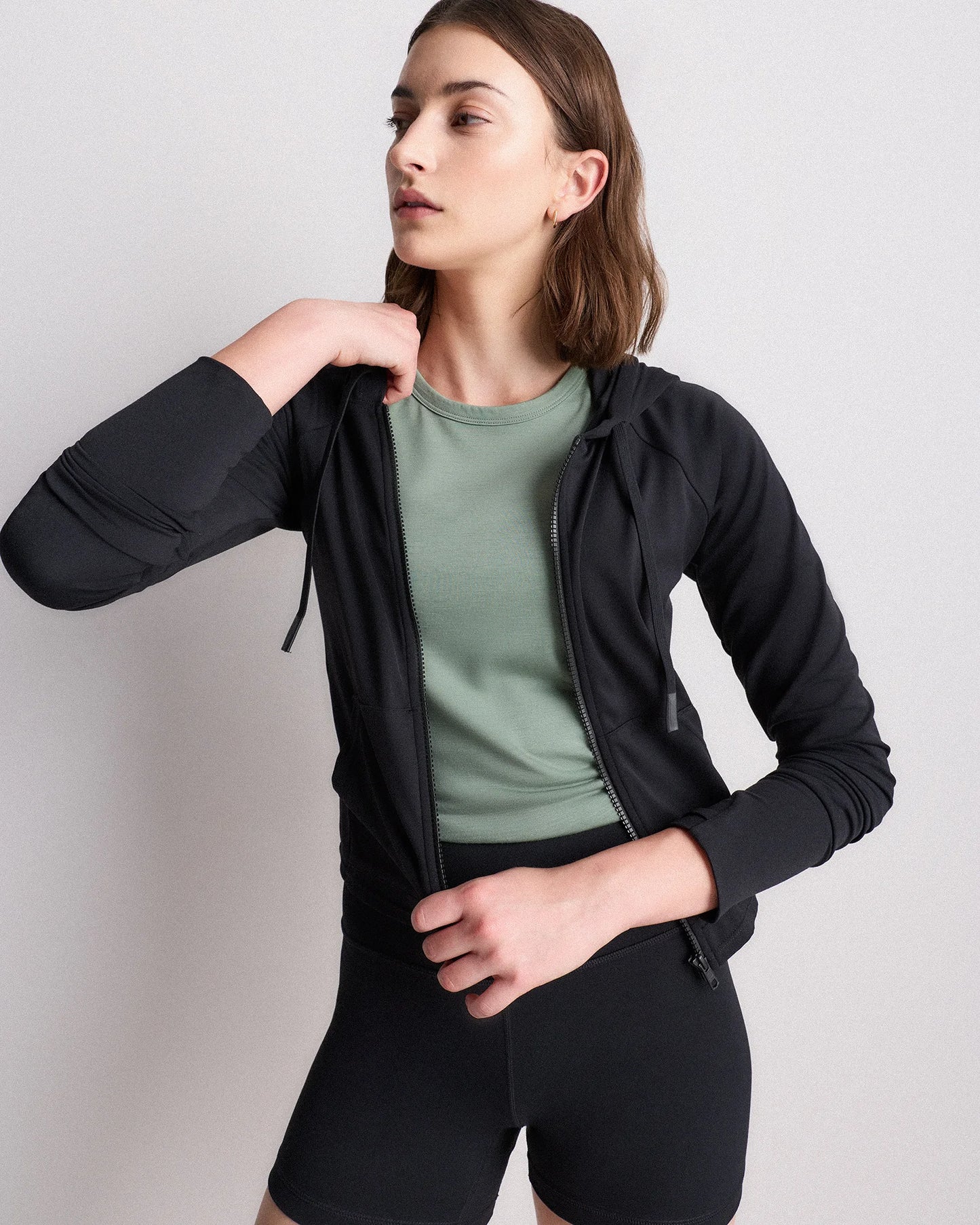 Ultra-Form Hooded Crop Jacket - XS / Black