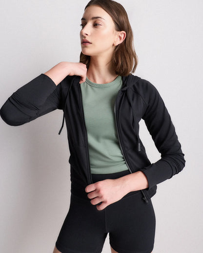 Ultra-Form Hooded Crop Jacket - XS / Black