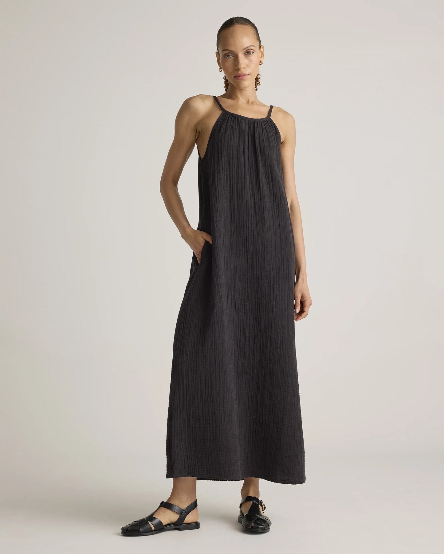 100% Organic Cotton Gauze Sleeveless Maxi Dress - XS / Spiced Orange