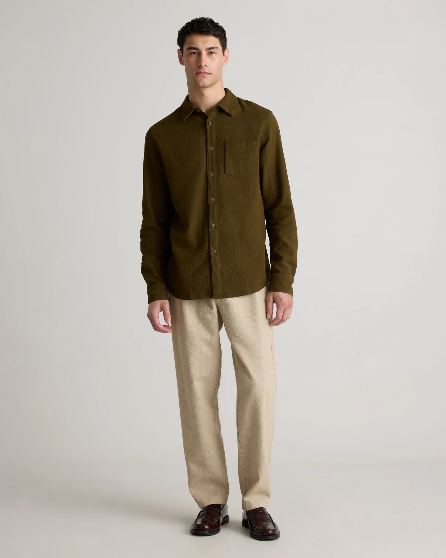 Organic Cotton Stretch Selvage Shirt - S / Mini Blue Stripe