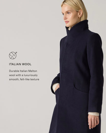 Italian Wool Cocoon Coat - XS / Black