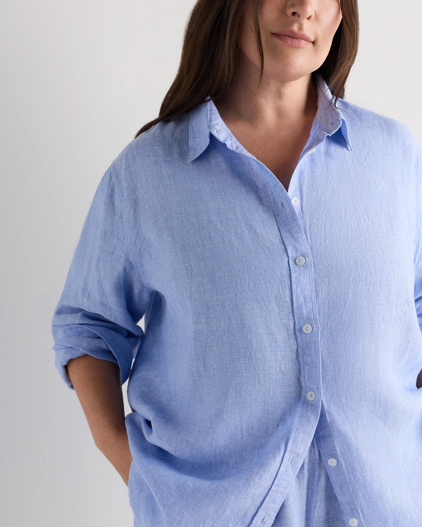 100% European Linen Long Sleeve Shirt - 1X / Flax