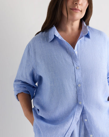 100% European Linen Long Sleeve Shirt - 1X / Flax
