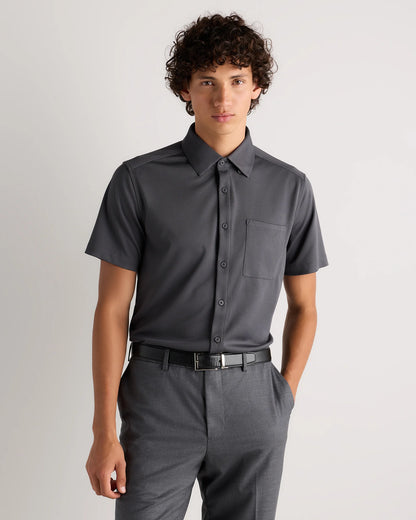 Commuter Stretch Pique Short Sleeve Button Down - S / Black