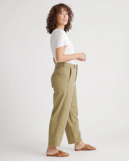 Organic Stretch Cotton Twill Barrel Pants - 0 / Olive