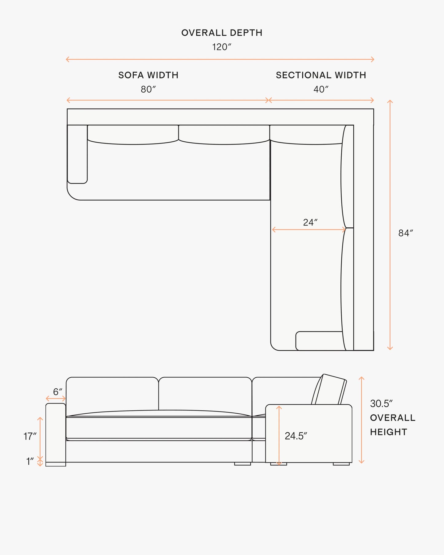 Sierra Curved Arm L Sectional in Performance Velvet - Right Arm / Sable