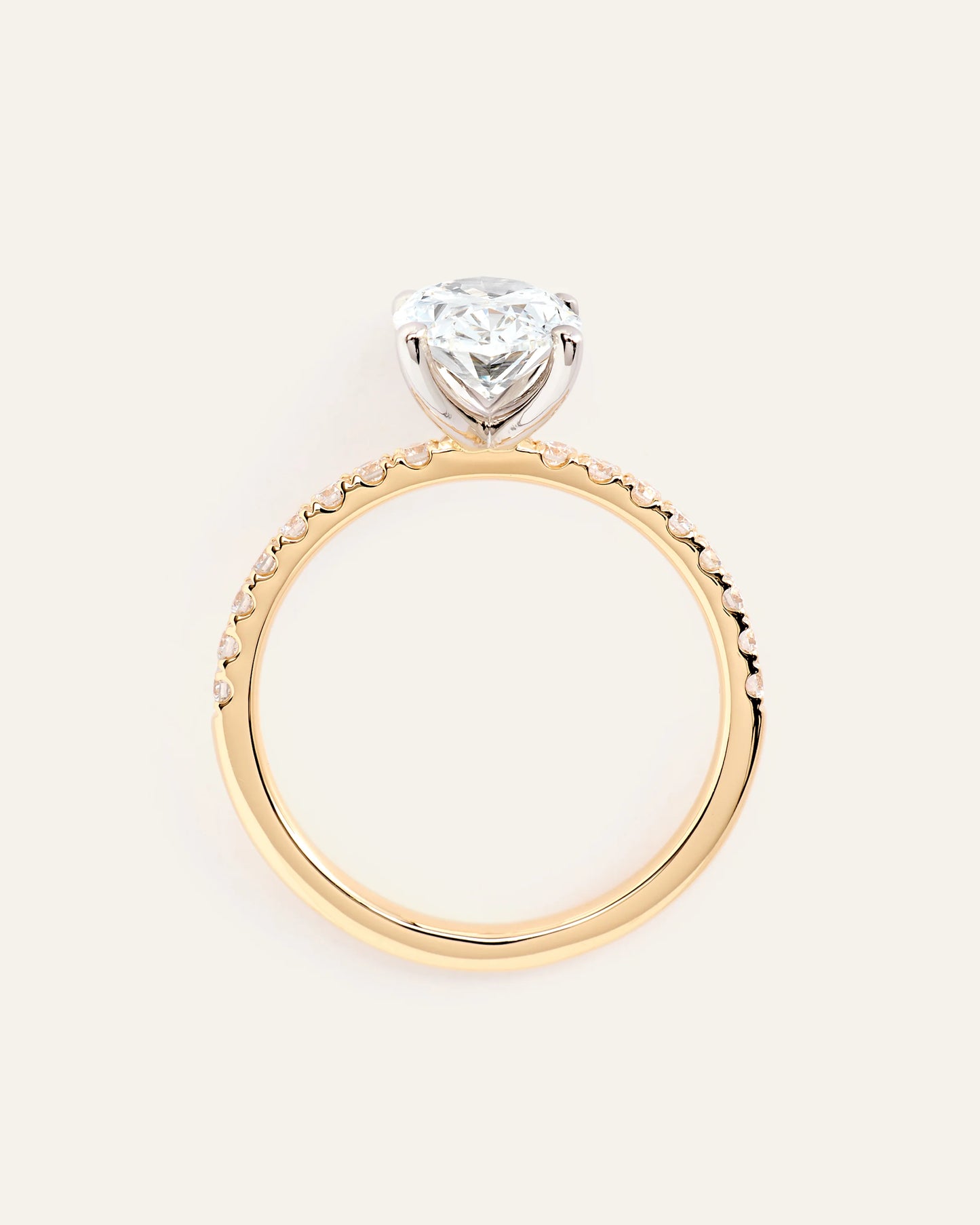 Lab Grown Diamond Oval Petite Pave Engagement Ring - 2ct - 4 / Yellow Gold