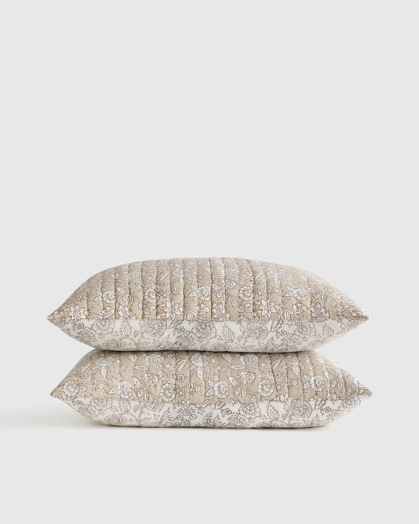 Organic Cotton Block Print Quilted Sham Set - Standard / Green