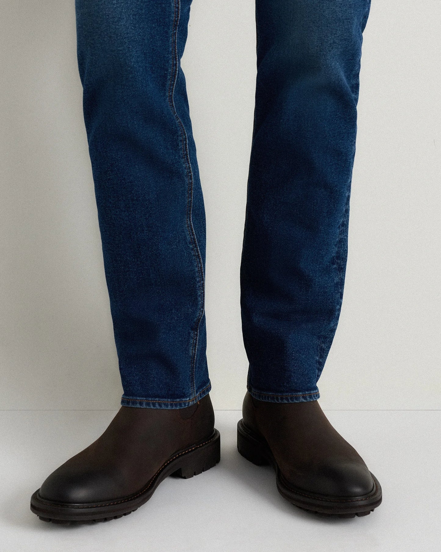 Rugged Leather Lug Sole Chelsea Boot - 7 / Firewood