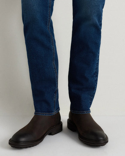 Rugged Leather Lug Sole Chelsea Boot - 7 / Firewood