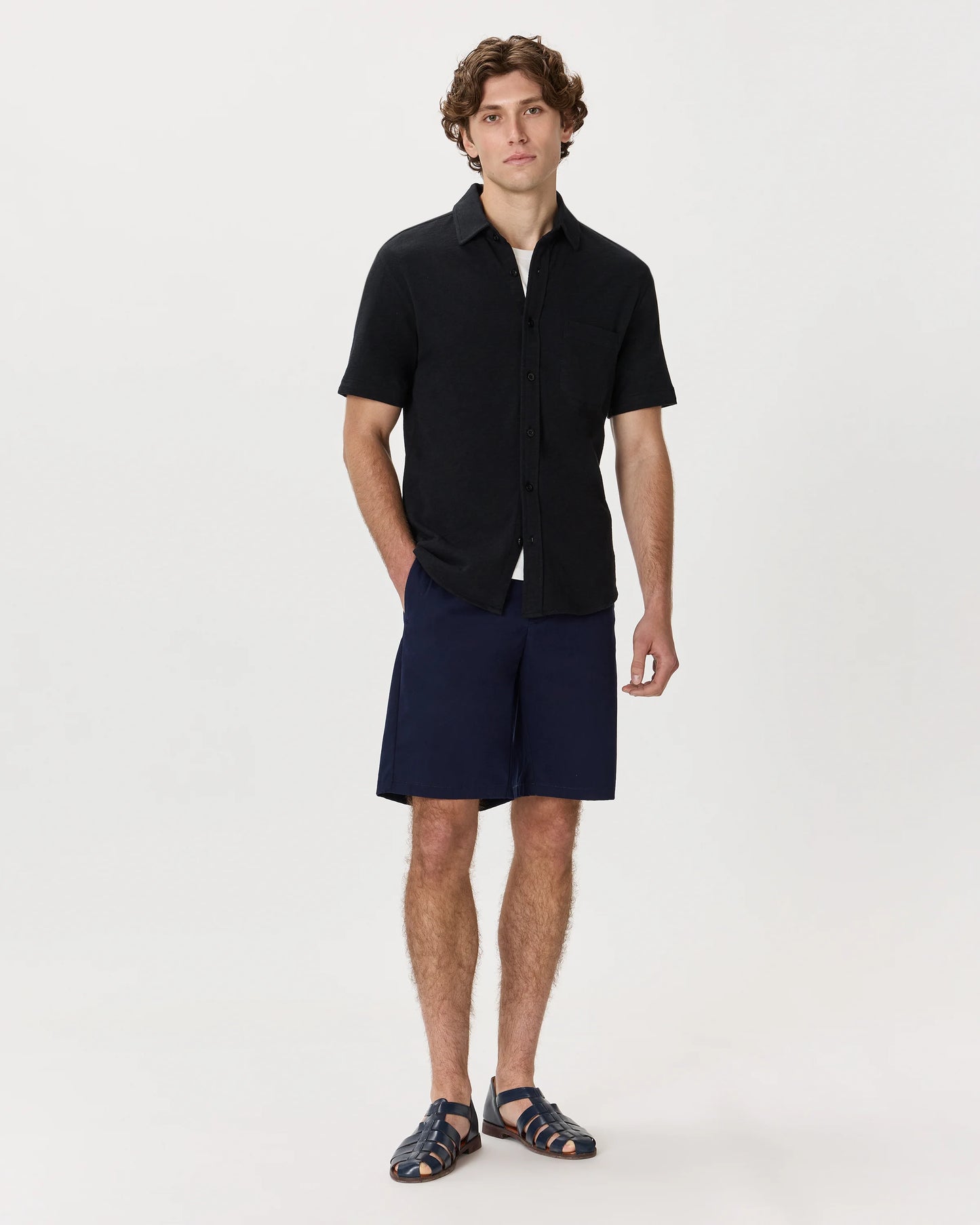 100% Organic Cotton Slub Short Sleeve Button Up Shirt - S / Heather Grey