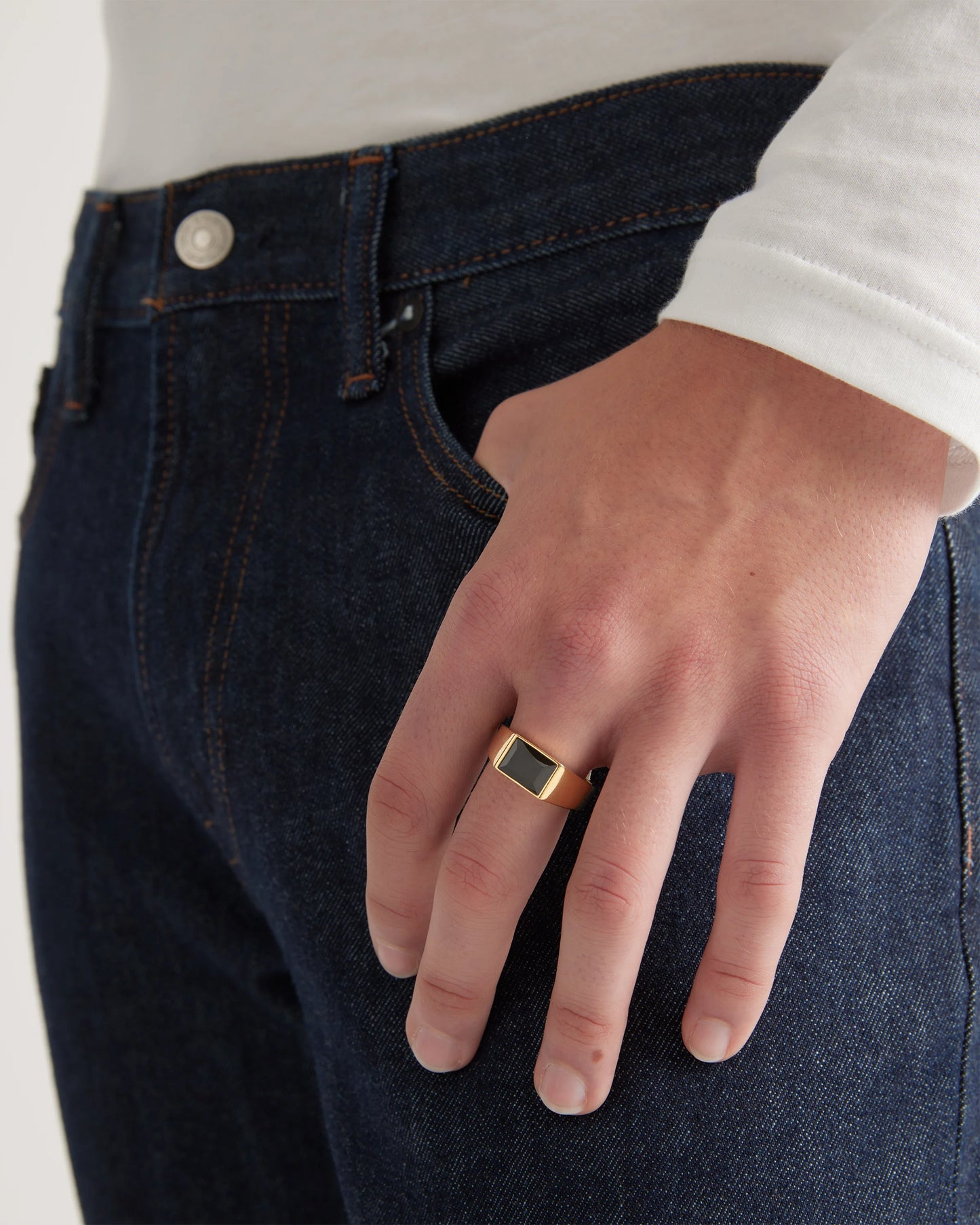 Onyx Rectangular Ring - 7 / Gold Vermeil