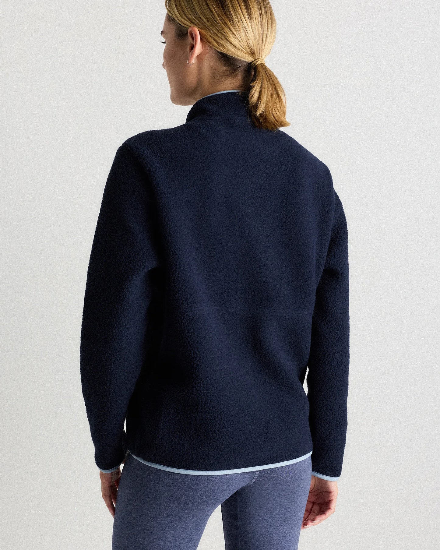 Sherpa Half-Zip Jacket - XS / Deep Navy/Spa Blue