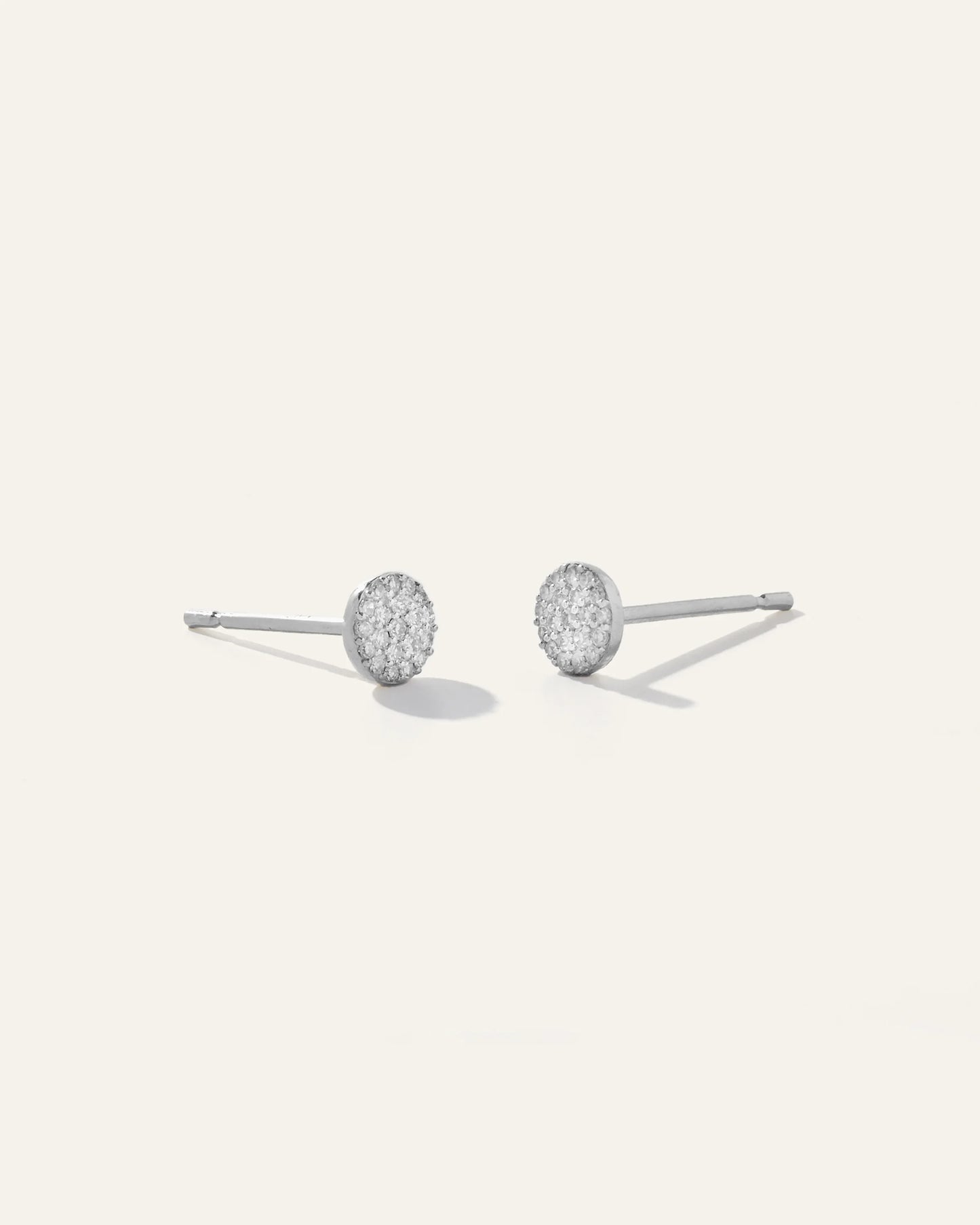 14K Gold Pave Diamond Round Studs - One Size / Yellow Gold