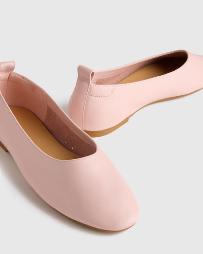 Italian Leather Glove Ballet Flat - 5 / Shell Pink