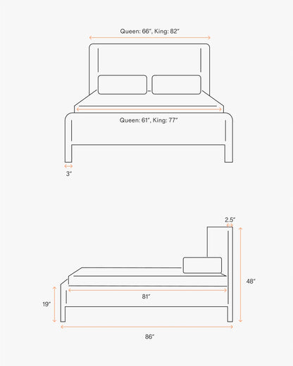 Solid Wood and Performance Fabric Bed - Queen / Natural
