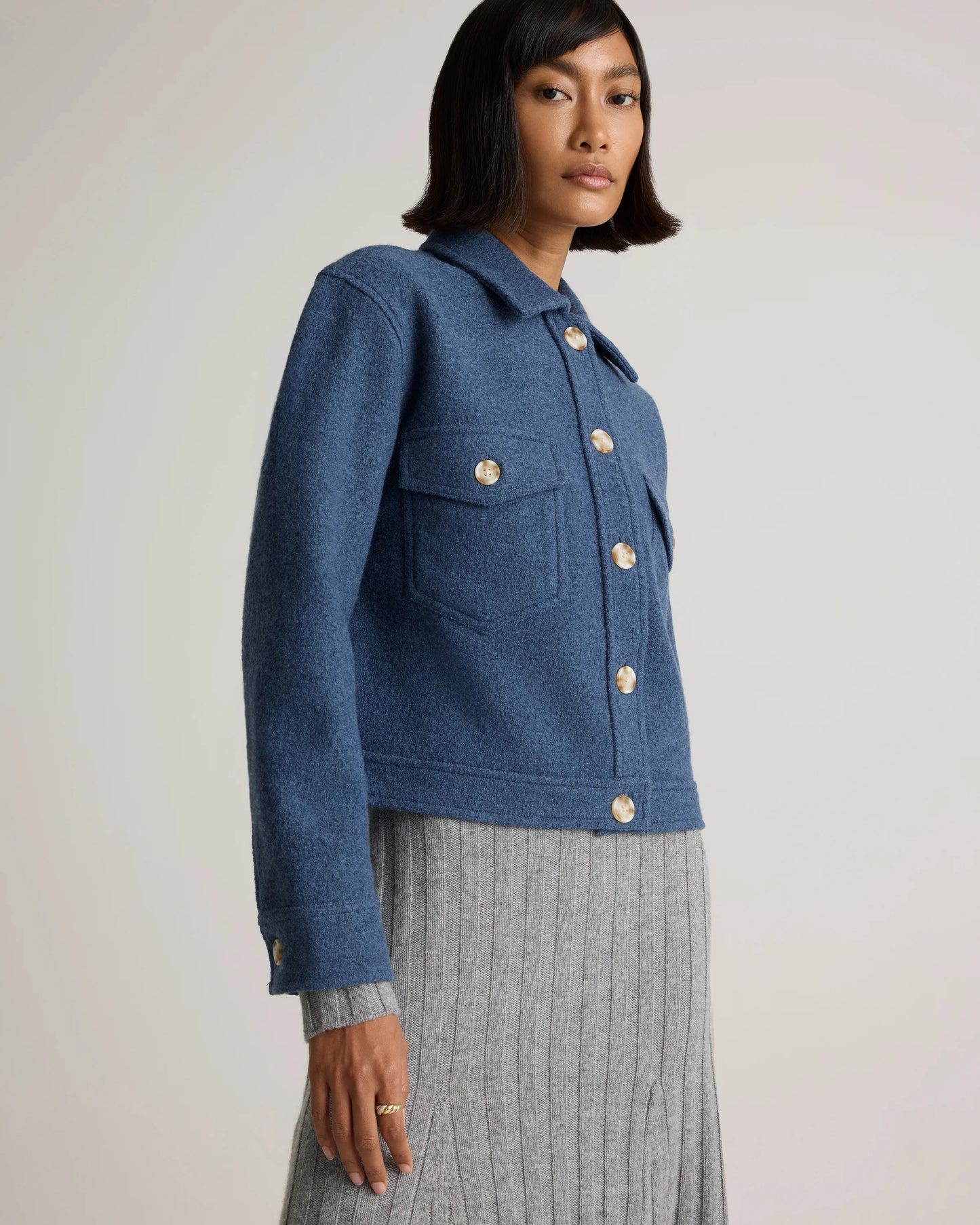 100% Merino Wool Cropped Shirt Jacket - XS / Mulled Wine