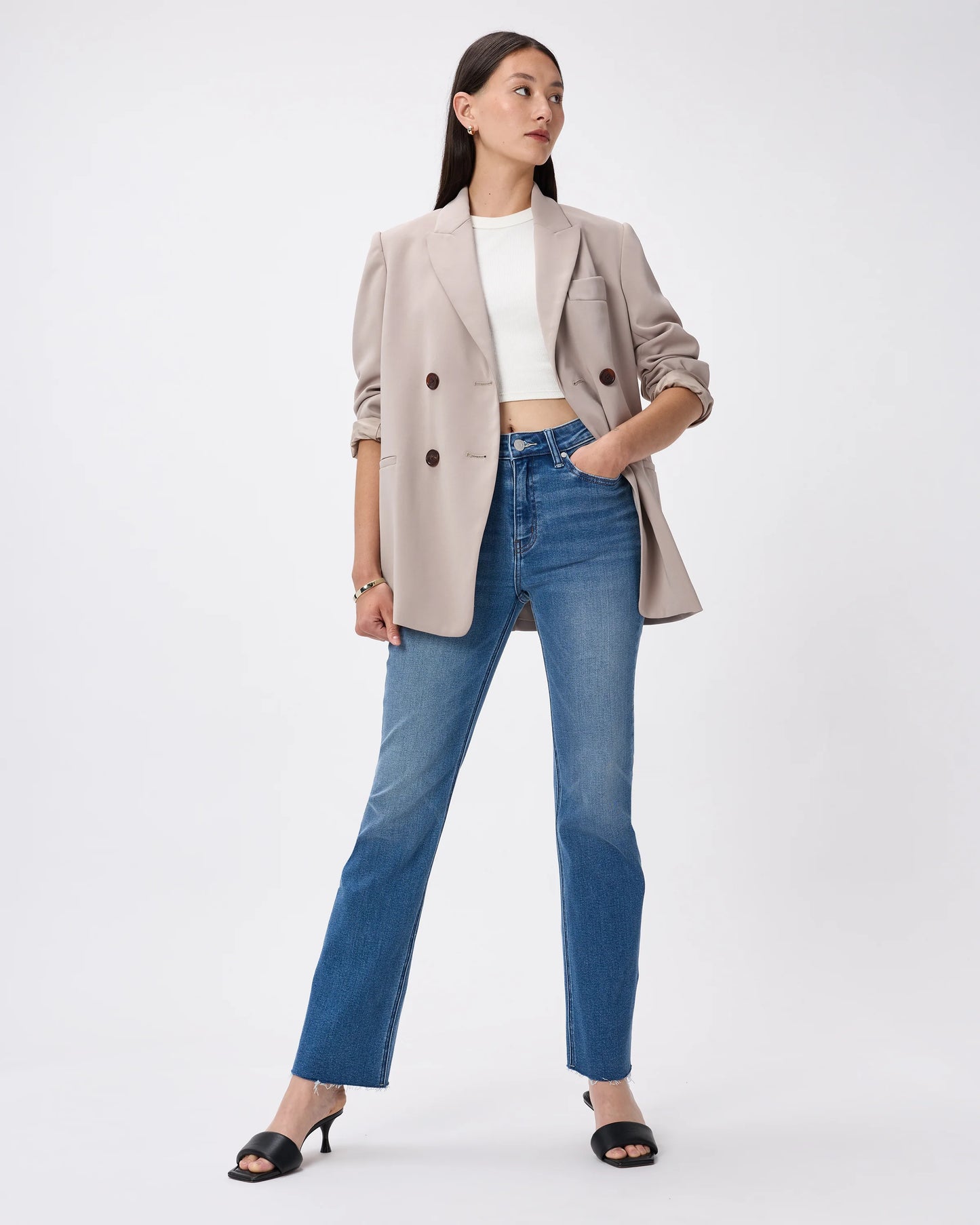 Bella Stretch Straight Jeans - 24 / Twilight Blue Fray