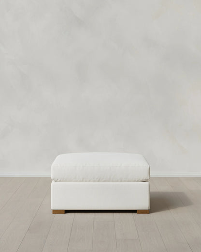 Hollis Slope Arm Ottoman in Performance Chenille Linen Blend - 37" / Snow