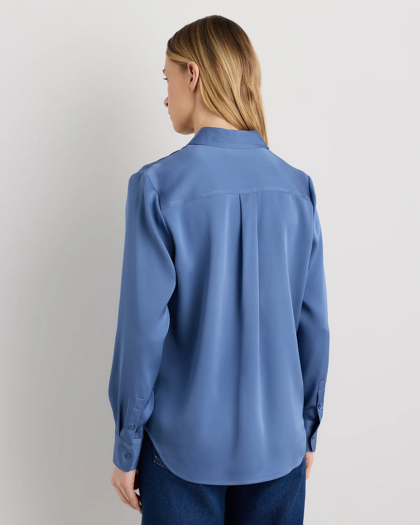 Washable Stretch Silk Blouse - XS / Moonstone Blue