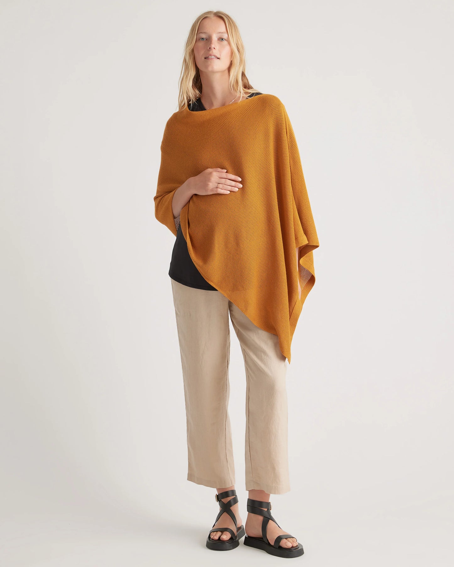 Lightweight Cotton Cashmere Nursing Shawl - One Size / Pale Custard Yellow