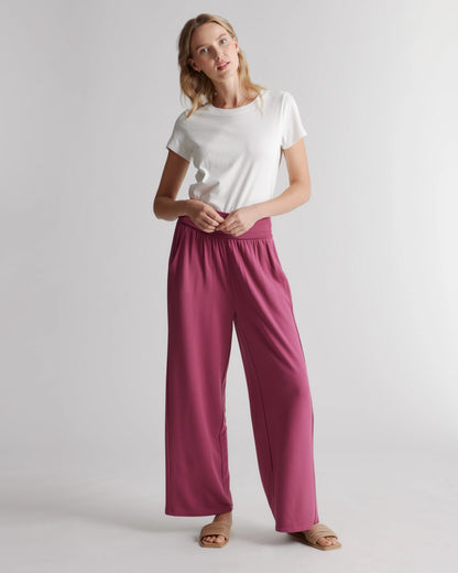 French Terry Modal Wide Leg Pants - XS / Rose