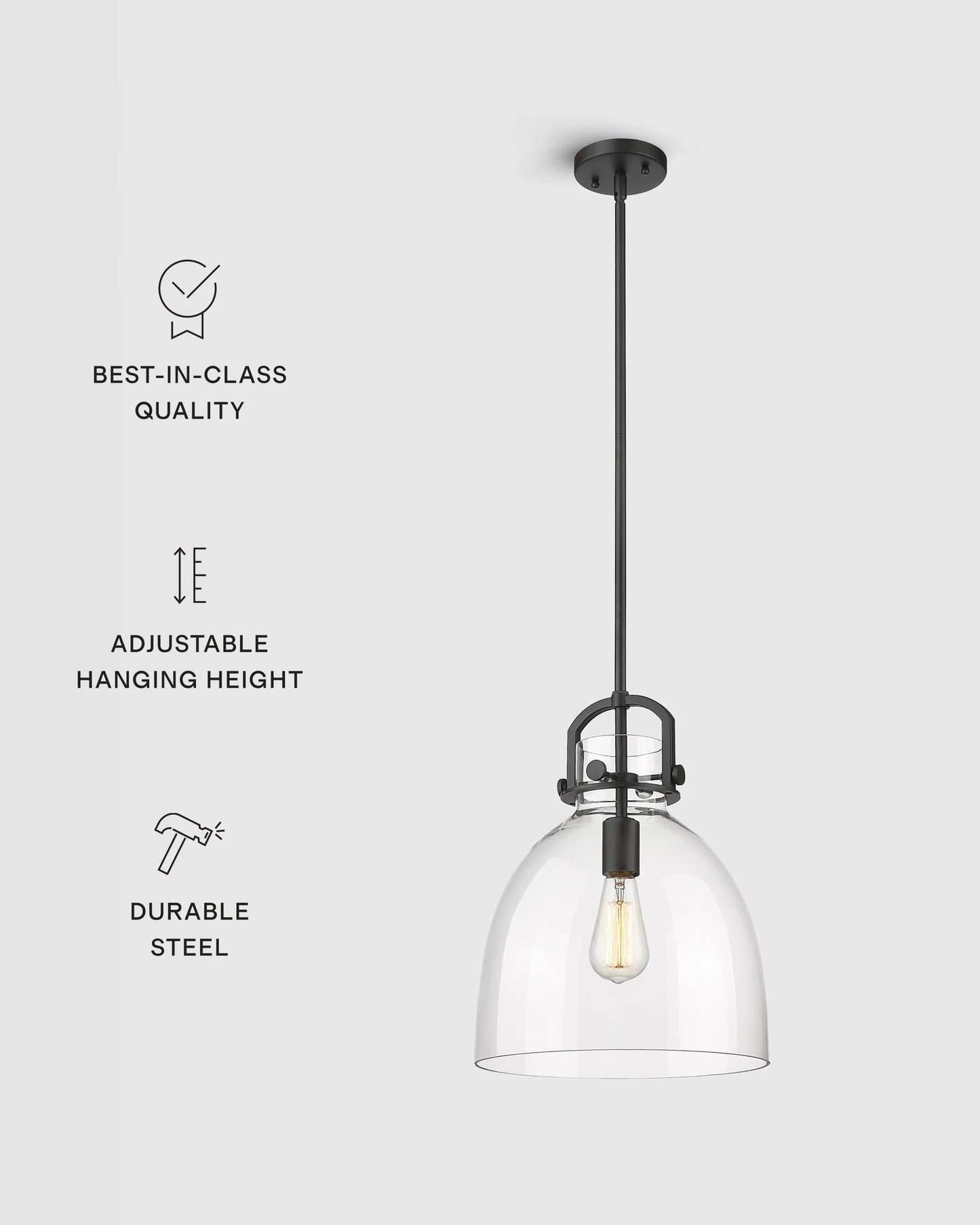 Minimalist Glass Bell Pendant Light - One Size / Brass