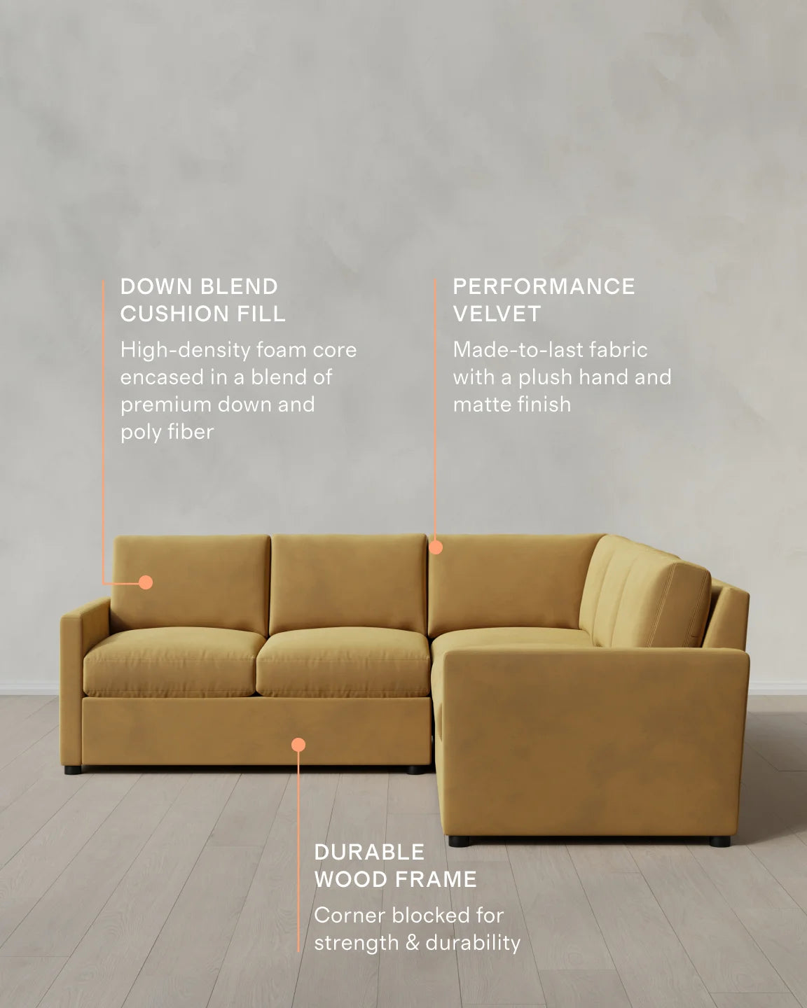 Brennan L Sectional in Performance Velvet - 99x99 / Taupe