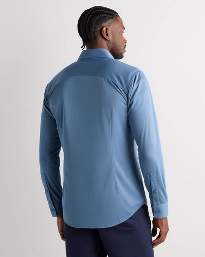 Commuter Stretch Pique Long Sleeve Button Down - XS / Dark Coal