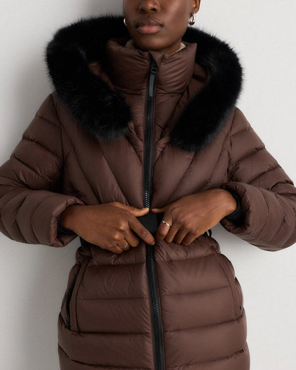 Responsible Down Belted Puffer Coat - XS / Hot Fudge