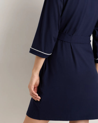 Bamboo Jersey Maternity Robe - XS / Deep Navy