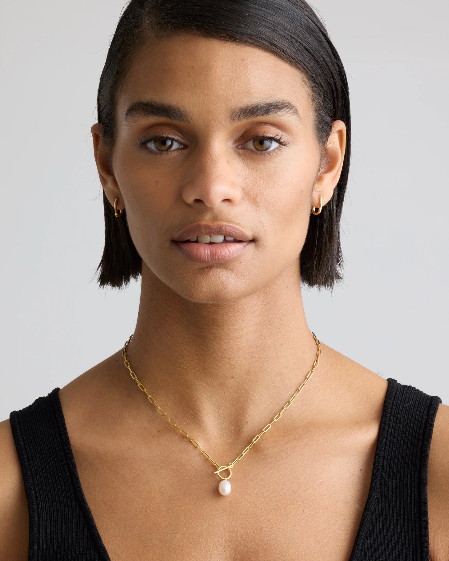 Freshwater Cultured Pearl Toggle Necklace - One Size / Gold Vermeil