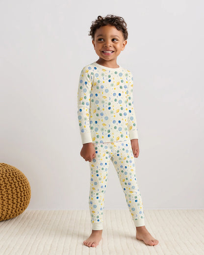 100% Organic Cotton Long Sleeve and Pant Pajama Set - 2T / Navy Stripe