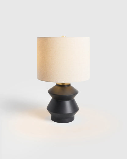 Geometric Ceramic Table Lamp - One Size / White