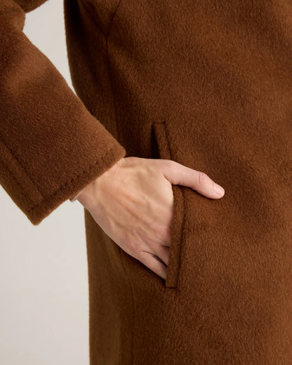 Camel Hair Double-Breasted Slouch Coat - XS / Vicuna