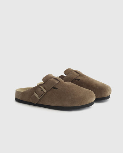 Water Repellent Suede Clog Mule - 5 / Dune