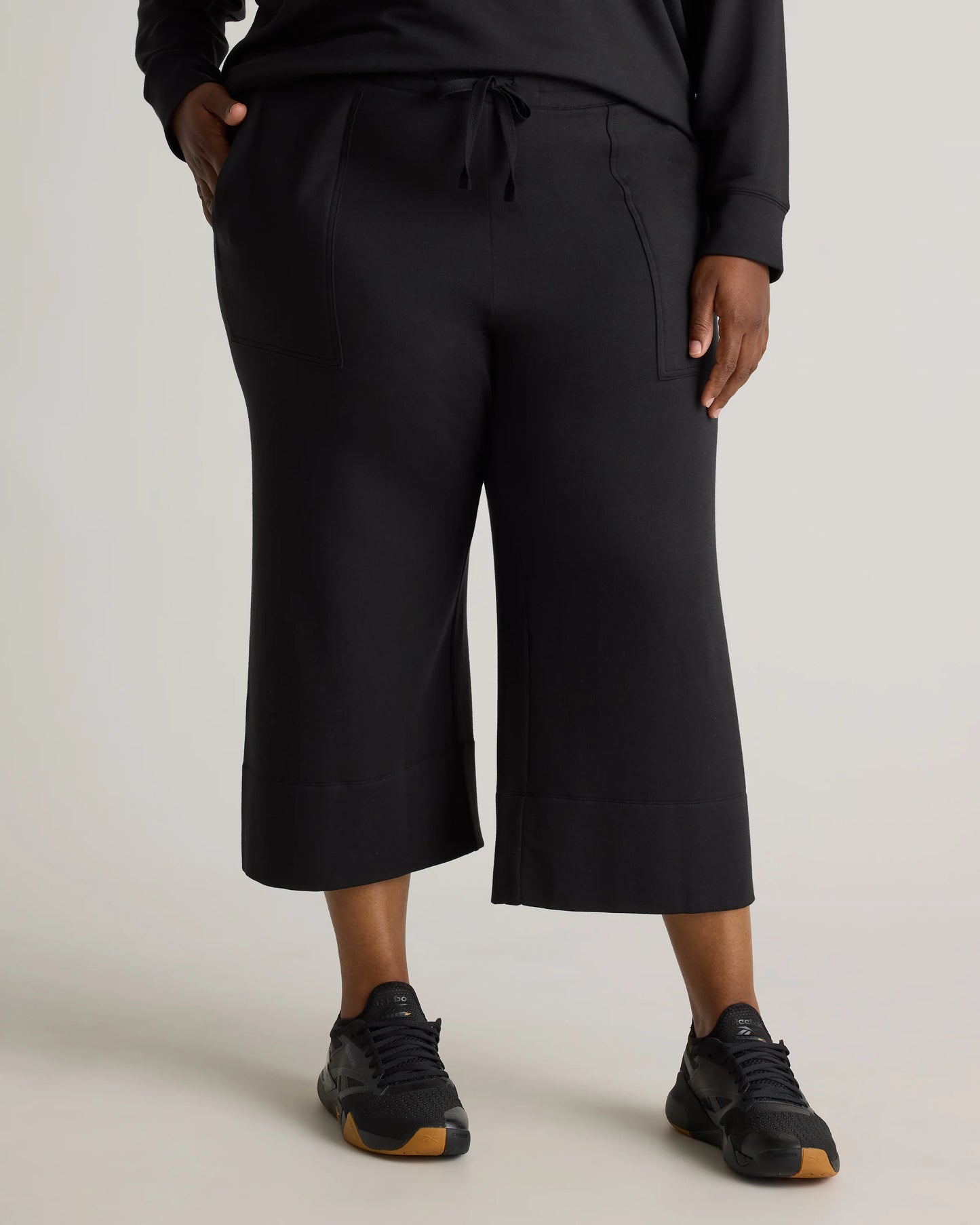 SuperSoft Fleece Cropped Wide Leg Pants - 1X / Heather Grey