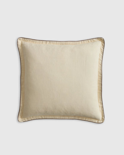 European Linen Piped Euro Sham - Euro / White/Cherry