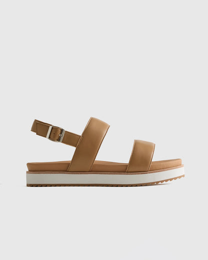 Italian Leather Platform Sandal - 5 / Bone
