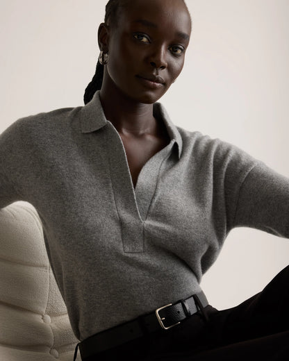 Mongolian Cashmere Polo Sweater - XS / Pale Custard Yellow
