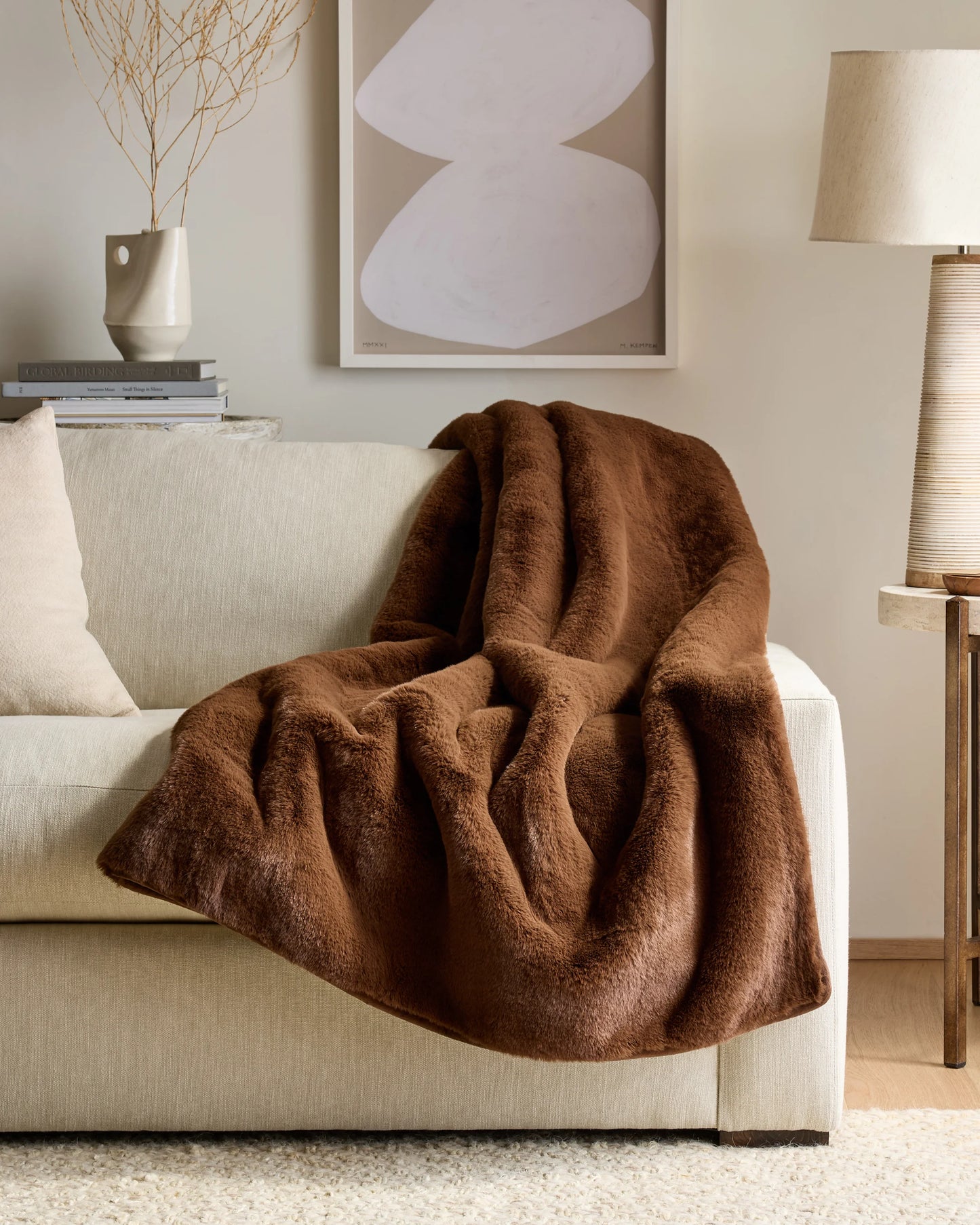 Luxury Faux Fur Throw - 50x60 / Champagne