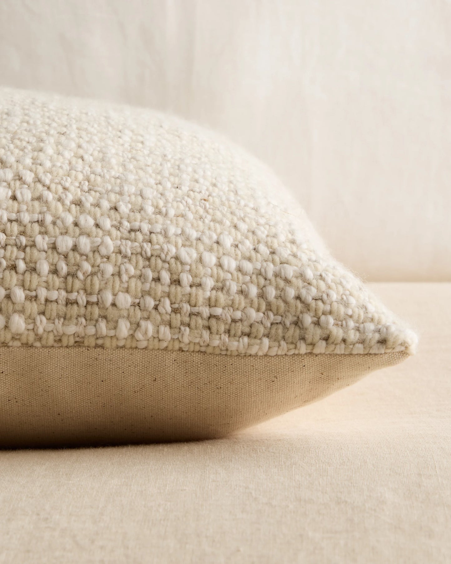 Wool Linen Textured Pillow Cover (Set of 2) - 12x20 / Ivory
