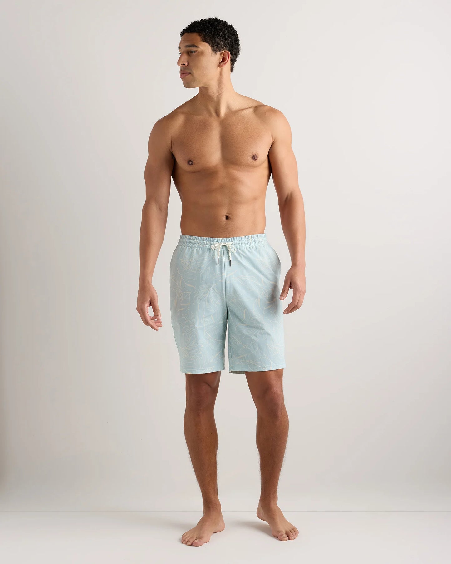 Italian Swim Trunks - 9" - S / Navy Palms