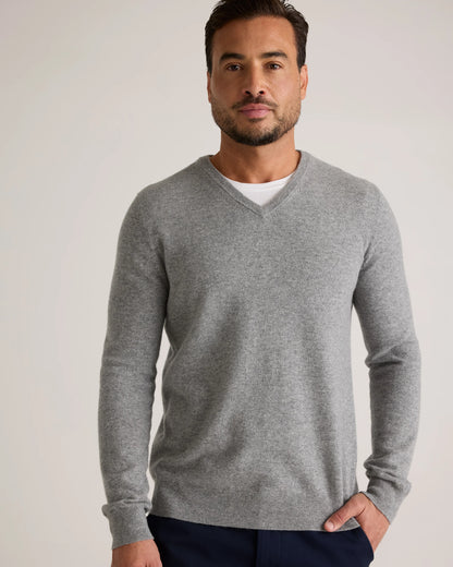 Mongolian Cashmere V-Neck Sweater - S / Oatmeal