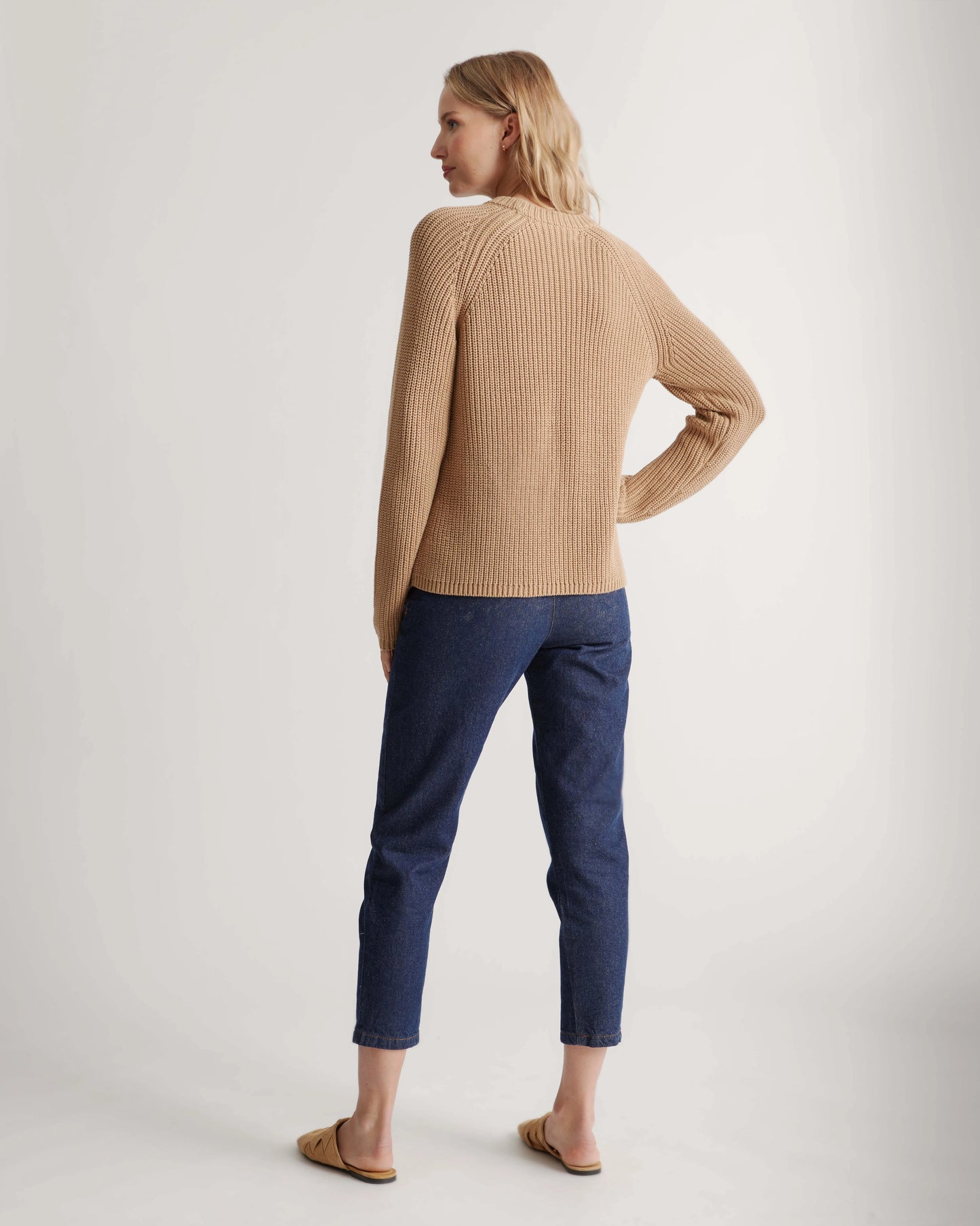 100% Organic Cotton Fisherman Crew Sweater - XS / Sapphire Blue