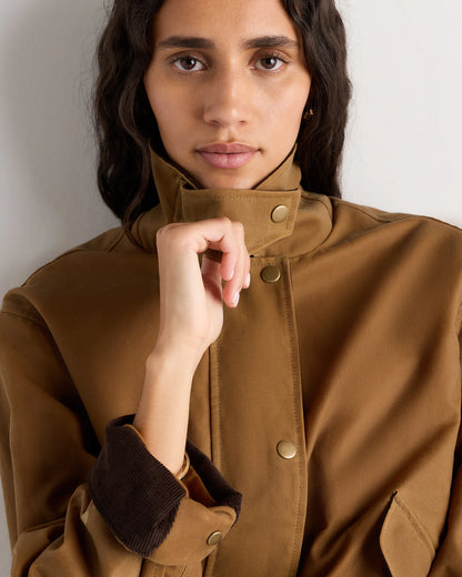 Organic Waxed Cotton Cropped Barn Jacket - XS / Vintage Black
