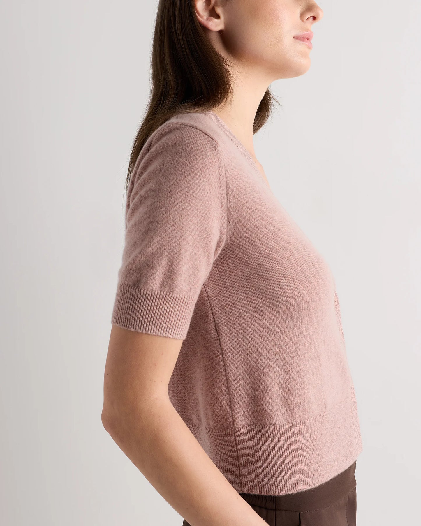 Mongolian Cashmere Short Sleeve Cardigan - XS / Oatmeal