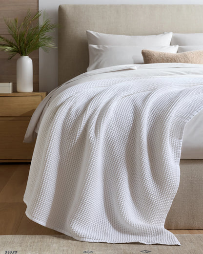 Organic Waffle Bed Blanket - Twin / White