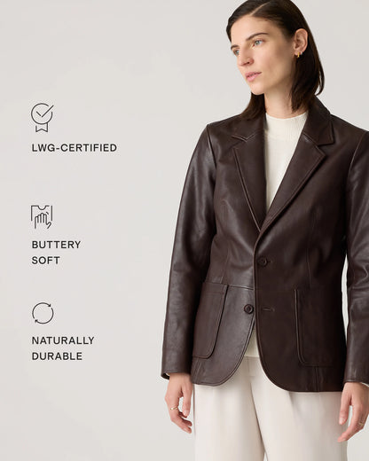 100% Leather Blazer - XS / Rich Brown